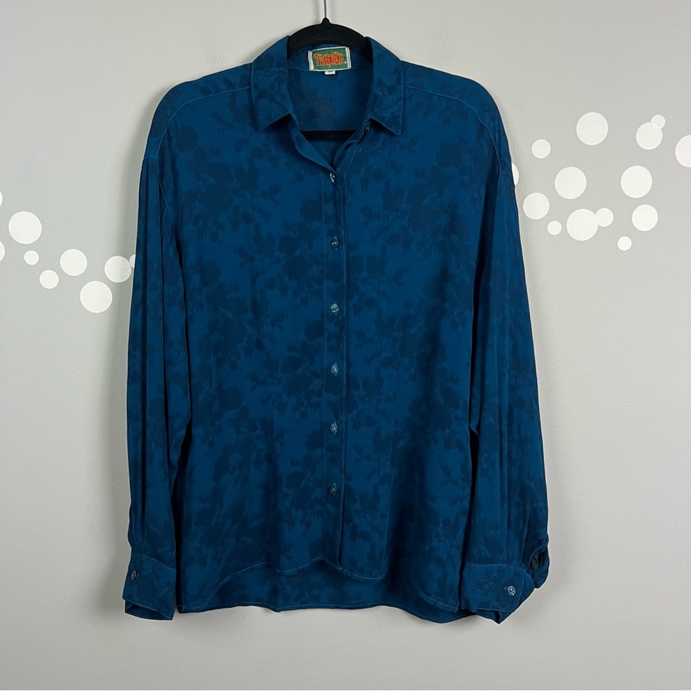 Tianello Sienna Rayon Button Front Blouse Size M